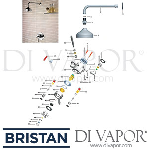 Bristan Art Deco Thermostatic Shower Valve with Fixed Head Spare Parts - BR DV 176